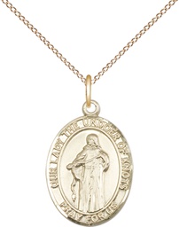 [8383GF/18GF] 14kt Gold Filled Our Lady of Knots Pendant on a 18 inch Gold Filled Light Curb chain