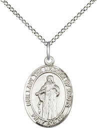 [8383SS/18SS] Sterling Silver Our Lady of Knots Pendant on a 18 inch Sterling Silver Light Curb chain