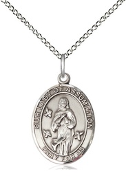 [8388SS/18SS] Sterling Silver Our Lady of Assumption Pendant on a 18 inch Sterling Silver Light Curb chain