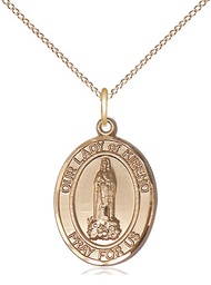 [8414GF/18GF] 14kt Gold Filled Our Lady of Kibeho Pendant on a 18 inch Gold Filled Light Curb chain