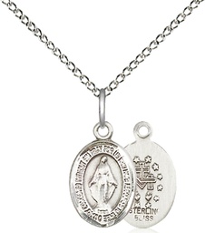 [9078SS/18SS] Sterling Silver Miraculous Pendant on a 18 inch Sterling Silver Light Curb chain