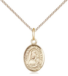 [9082GF/18GF] 14kt Gold Filled Our Lady of Loretto Pendant on a 18 inch Gold Filled Light Curb chain