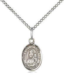 [9082SS/18SS] Sterling Silver Our Lady of Loretto Pendant on a 18 inch Sterling Silver Light Curb chain