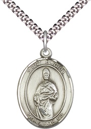 [7402SS/24S] Sterling Silver Saint Eligius Pendant on a 24 inch Light Rhodium Heavy Curb chain