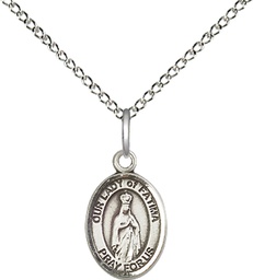 [9205SS/18SS] Sterling Silver Our Lady of Fatima Pendant on a 18 inch Sterling Silver Light Curb chain