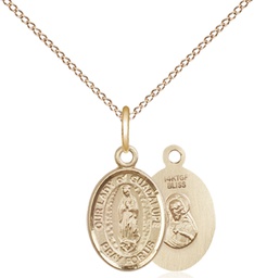 [9206GF/18GF] 14kt Gold Filled Our Lady of Guadalupe Pendant on a 18 inch Gold Filled Light Curb chain