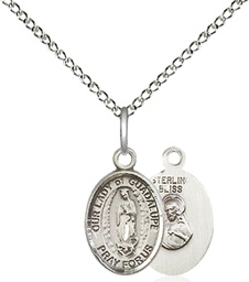 [9206SS/18SS] Sterling Silver Our Lady of Guadalupe Pendant on a 18 inch Sterling Silver Light Curb chain