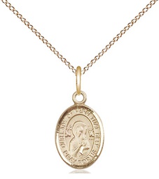 [9222GF/18GF] 14kt Gold Filled Our Lady of Perpetual Help Pendant on a 18 inch Gold Filled Light Curb chain