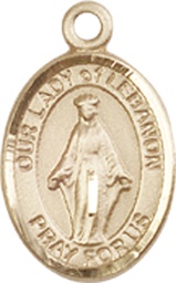 [9229KT] 14kt Gold Our Lady of Lebanon Medal