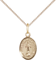 [9242GF/18GF] 14kt Gold Filled Our Lady of All Nations Pendant on a 18 inch Gold Filled Light Curb chain