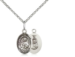 [9243SS/18SS] Sterling Silver Our Lady of Mount Carmel Pendant on a 18 inch Sterling Silver Light Curb chain