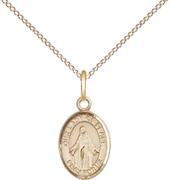 [9245GF/18GF] 14kt Gold Filled Our Lady of Peace Pendant on a 18 inch Gold Filled Light Curb chain
