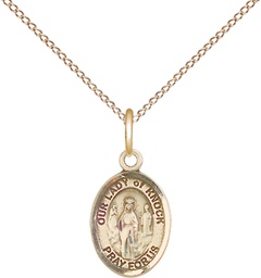 [9246GF/18GF] 14kt Gold Filled Our Lady of Knock Pendant on a 18 inch Gold Filled Light Curb chain
