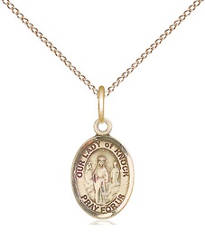 [9246GF/18GF] 14kt Gold Filled Our Lady of Knock Pendant on a 18 inch Gold Filled Light Curb chain