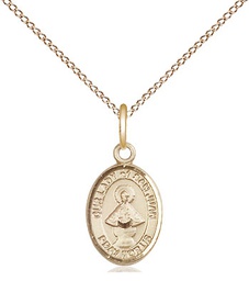 [9263GF/18GF] 14kt Gold Filled Our Lady of San Juan Pendant on a 18 inch Gold Filled Light Curb chain