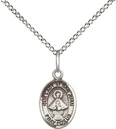 [9263SS/18SS] Sterling Silver Our Lady of San Juan Pendant on a 18 inch Sterling Silver Light Curb chain