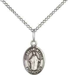 [9269SS/18SS] Sterling Silver Our Lady of Africa Pendant on a 18 inch Sterling Silver Light Curb chain