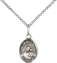 [9287SS/18SS] Sterling Silver Our Lady of Good Counsel Pendant on a 18 inch Sterling Silver Light Curb chain