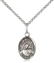 [9287SS/18SS] Sterling Silver Our Lady of Good Counsel Pendant on a 18 inch Sterling Silver Light Curb chain