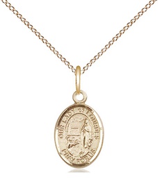 [9288GF/18GF] 14kt Gold Filled Our Lady of Lourdes Pendant on a 18 inch Gold Filled Light Curb chain