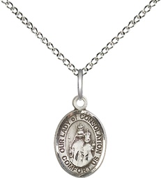 [9292SS/18SS] Sterling Silver Our Lady of Consolation Pendant on a 18 inch Sterling Silver Light Curb chain