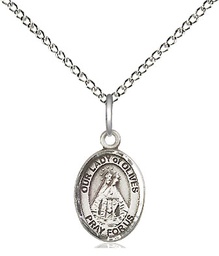 [9303SS/18SS] Sterling Silver Our Lady of Olives Pendant on a 18 inch Sterling Silver Light Curb chain