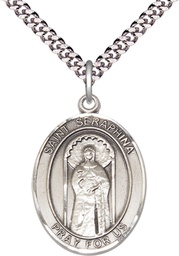 [7405SS/24S] Sterling Silver Saint Seraphina Pendant on a 24 inch Light Rhodium Heavy Curb chain