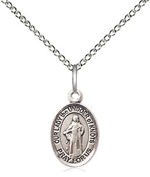 [9383SS/18SS] Sterling Silver Our Lady of Knots Pendant on a 18 inch Sterling Silver Light Curb chain