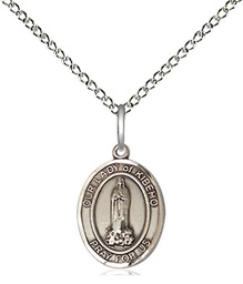 [9414SS/18SS] Sterling Silver Our Lady of Kibeho Pendant on a 18 inch Sterling Silver Light Curb chain