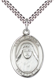 [7406SS/24S] Sterling Silver Saint Alphonsa Pendant on a 24 inch Light Rhodium Heavy Curb chain