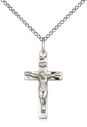 [0001SS/18SS] Sterling Silver Crucifix Pendant on a 18 inch Sterling Silver Light Curb chain