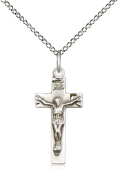 [0006SS/18SS] Sterling Silver Crucifix Pendant on a 18 inch Sterling Silver Light Curb chain