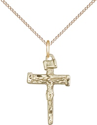 [0072GF/18GF] 14kt Gold Filled Nail Crucifix Pendant on a 18 inch Gold Filled Light Curb chain