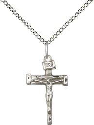 [0072SS/18SS] Sterling Silver Nail Crucifix Pendant on a 18 inch Sterling Silver Light Curb chain