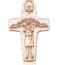 [0568KT] 14kt Gold Papal Crucifix Medal