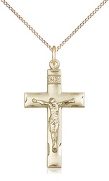 [0624GF/18GF] 14kt Gold Filled Crucifix Pendant on a 18 inch Gold Filled Light Curb chain