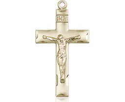 [0624KT] 14kt Gold Crucifix Medal