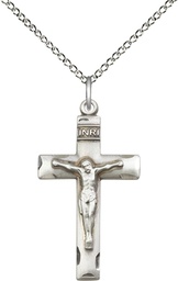 [0624SS/18SS] Sterling Silver Crucifix Pendant on a 18 inch Sterling Silver Light Curb chain