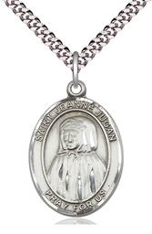 [7409SS/24S] Sterling Silver Saint Jeanne Jugan Pendant on a 24 inch Light Rhodium Heavy Curb chain