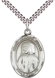 [7409SS/24S] Sterling Silver Saint Jeanne Jugan Pendant on a 24 inch Light Rhodium Heavy Curb chain