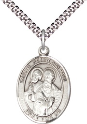 [7410SS/24S] Sterling Silver Saint Peter St Paul Pendant on a 24 inch Light Rhodium Heavy Curb chain