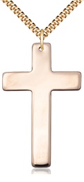 [5735GF/24G] 14kt Gold Filled Cross Pendant on a 24 inch Gold Plate Heavy Curb chain