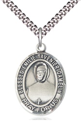 [7437SS/24S] Sterling Silver Blessed Emilie Tavernier Gamelin Pendant on a 24 inch Light Rhodium Heavy Curb chain