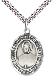 [7437SS/24S] Sterling Silver Blessed Emilie Tavernier Gamelin Pendant on a 24 inch Light Rhodium Heavy Curb chain