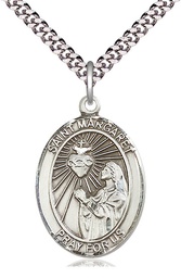 [7072SS/24S] Sterling Silver Saint Margaret Mary Alacoque Pendant on a 24 inch Light Rhodium Heavy Curb chain