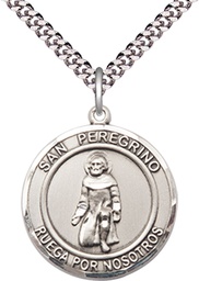 [7088RDSPSS/24S] Sterling Silver San Peregrino Pendant on a 24 inch Light Rhodium Heavy Curb chain