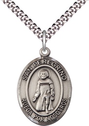 [7088SPSS/24S] Sterling Silver San Peregrino Pendant on a 24 inch Light Rhodium Heavy Curb chain