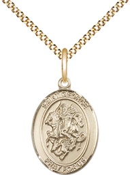 [8040GF/18G] 14kt Gold Filled Saint George Pendant on a 18 inch Gold Plate Light Curb chain