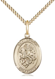 [8040GF/18G] 14kt Gold Filled Saint George Pendant on a 18 inch Gold Plate Light Curb chain