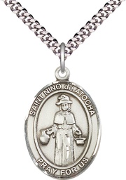 [7214SS/24S] Sterling Silver Nino de Atocha Pendant on a 24 inch Light Rhodium Heavy Curb chain